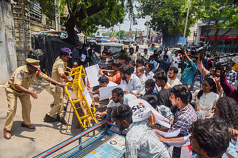 SFI protest in Hyderabad
